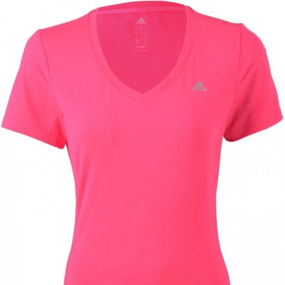 ADIDAS Women Medium CLIMA ESS TEE Pink Sport Workout Top Short Sleeve Activewear - Picture 1 of 5